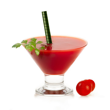 Healthy Drink with Fresh Tomato. Diet Concept