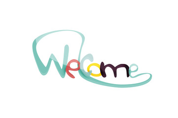 Welcome word, drawn lettering typographic element
