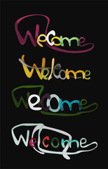 Welcome word, drawn lettering typographic element