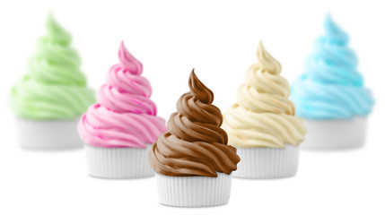 Ice cream cup cakes sundae isolated dessert food