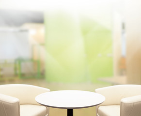 Table Top And Blur Office Background