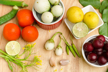 Organic vegetables,healthy food on wooden background