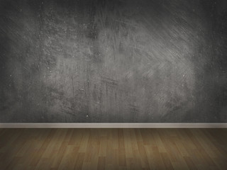 concrete wall with wood floor,3d