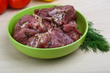 Raw marinated meat for bbq