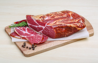 Smoked pork meat with dill