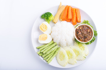 Chilli paste with rice and vegetable