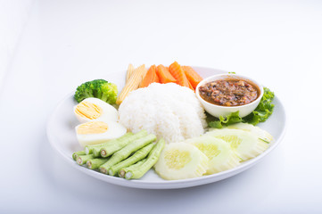 Chilli paste with rice and vegetable