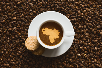 Still life - coffee with map of Venezuela