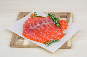 Sliced salmon