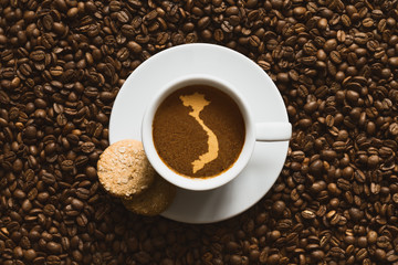 Still life - coffee with map of Vietnam