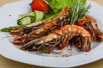 Grilled tiger prawns