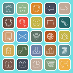 Tool bar line flat icons on blue background