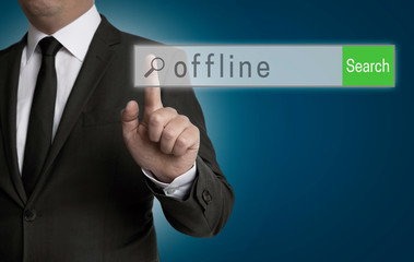 Fototapeta na wymiar offline internet browser is operated by businessman