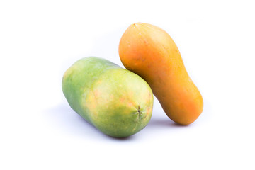 ripe papaya fruit isolated on white background