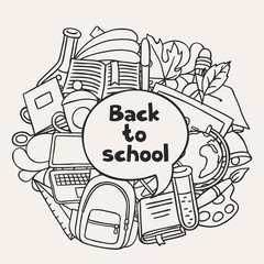 Back to school background with education hand drawn doodles