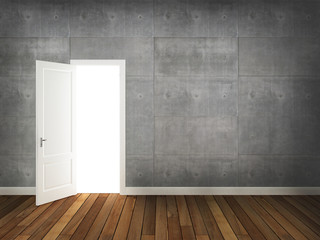 door on concrtete wall ,3d 