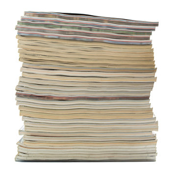 Stack of magazines isolated