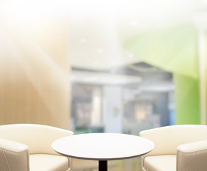 Table Top And Blur Office Background