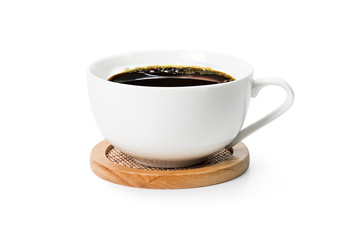 Black coffee in white cup