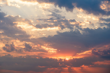Summer Sunset With Beautiful Cloudy Sky