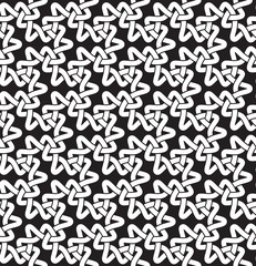 Celtic chain mail. Seamless pattern of intersecting trefoils with swatch for filling. Fashion geometric background for web or printing design.