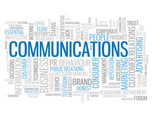 COMMUNICATIONS Vector Tag Cloud 
