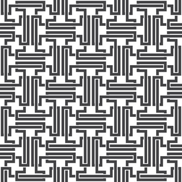 Seamless pattern of intersecting complex shapes with swatch for filling. Celtic chain mail. Fashion geometric background for web or printing design.