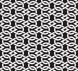 Chain mail of of intersecting drops. Celtic seamless pattern with swatch for filling. Fashion geometric background for web  or printing design.
