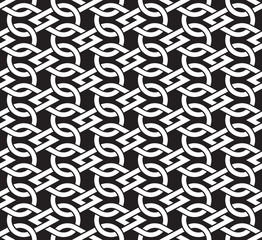 Chain mail of of intersecting drops. Celtic seamless pattern with swatch for filling. Fashion geometric background for web  or printing design.