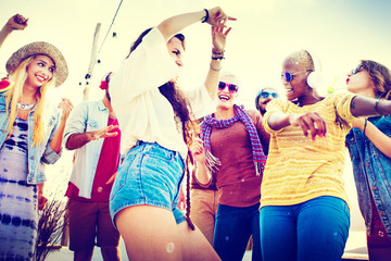 Friendship Dancing Bonding Beach Happiness Joyful Concept