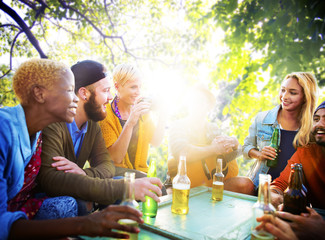 Diverse People Friends Hanging Out Drinking Concept