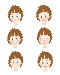 表情、パターン、喜怒哀楽、日本人、男の子、10代、少年、小学生、中学生