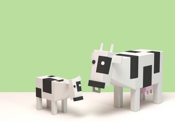 ウシ　家族　イラスト