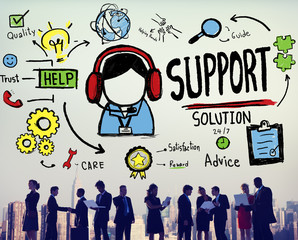 Support Solution Advice Help Quality Care Team Concept