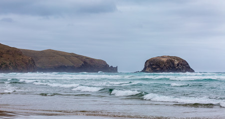 Sea storm and cloudy sky