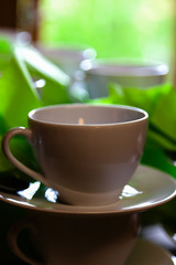 White Cup and saucer close shot