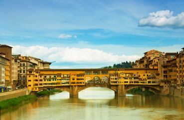 Obraz premium View of Gold (Ponte Vecchio) Bridge in Florence