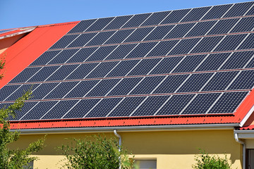 Solar panels on the roof of a building