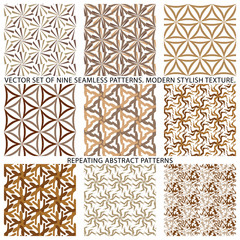 Set Of Nine Textured Natural Seamless Patterns Backgrounds