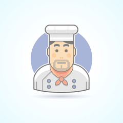 Chief cook icon. Avatar and person illustration. Flat colored