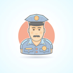 Police officer icon. Avatar and person illustration. Flat