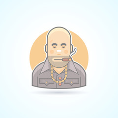 Criminal, gangster, bouncer icon. Avatar and person illustration