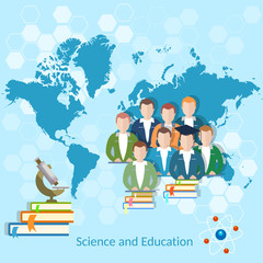 Science and education: students, pupils, school, vector