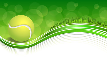 Panele Szklane  Tło streszczenie zielona trawa sport biały tenis żółta piłka rama wektor ilustracja