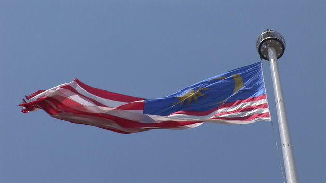 Large Malaysian flag flying in Merdeka Square, Kuala Lumpur