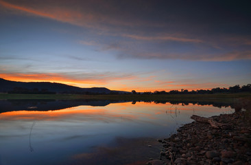 Fototapeta na wymiar Sunset over Boorooberongal Lake Penrith