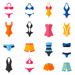 Swimwear Flat Icons Set