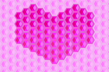 heart shape hexagons background