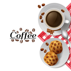 Coffee with cookies breakfast composition illustration