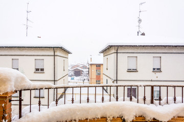 winter urban detail during intense snowfall